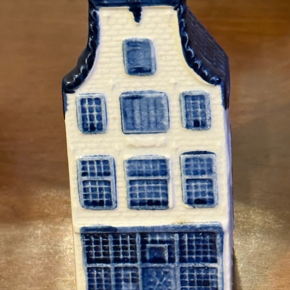 KLMBlue and White Ceramic House Figurine